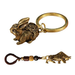 Bull Ornament Sculpture Copper Miniatures Figurines Desk Decoration Pure Copper Handmade Lines Key Pendant Key Chain Accessories