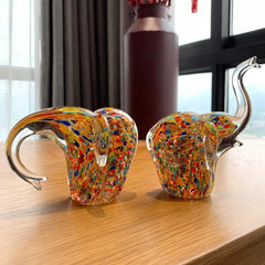 Crystal Glass Elephant Figurines Table Ornament Sculpture Handmade Crafts in Blown Glass Art Home Decor Gift