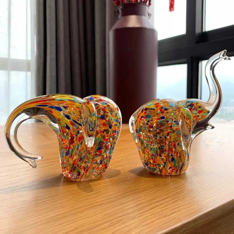 Crystal Glass Elephant Figurines Table Ornament Sculpture Handmade Crafts in Blown Glass Art Home Decor Gift