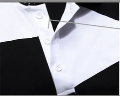 Brother Wang Casual POLO Shirt Men's Summer Fashion New Black White Stitching Cotton Short-sleeved Polo Shirt Slim Male 5XL 6XL