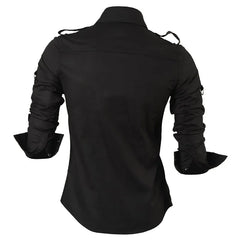 jeansian Men's Long Sleeve Dress Casual Shirts Fashion Stylish Designer Military 8371