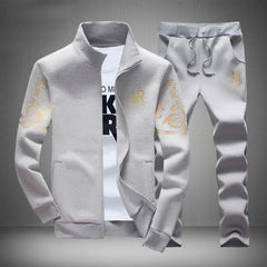 Mens Tracksuit Outwear Hoodie Set 2 pieces Autumn sporting track suit male Fitness Stand Collar Sweatshirts Jacket+Pants Sets