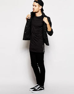 2023 MRMT Brand New Clothing Mens  Long T Shirt Hip Hop Extra Longline T-Shirt For Male Tshirt Zipper Man Leisure T Shirts