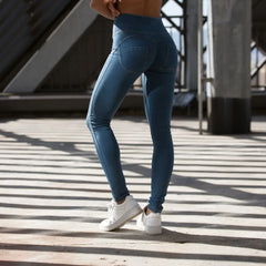 Women Fitness Sports Leggings High Waist Jeans Elastic Shaping Yoga Pants Gym Workout  Running Tights Slim Push Up Autumn Winter