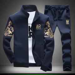 Mens Tracksuit Outwear Hoodie Set 2 pieces Autumn sporting track suit male Fitness Stand Collar Sweatshirts Jacket+Pants Sets
