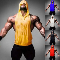 Mens Gyms Clothing Bodybuilding Hooded Tank Top Men Cotton Sleeveless Vest Sweatshirt Fitness Workout Sportswear Tops Male
