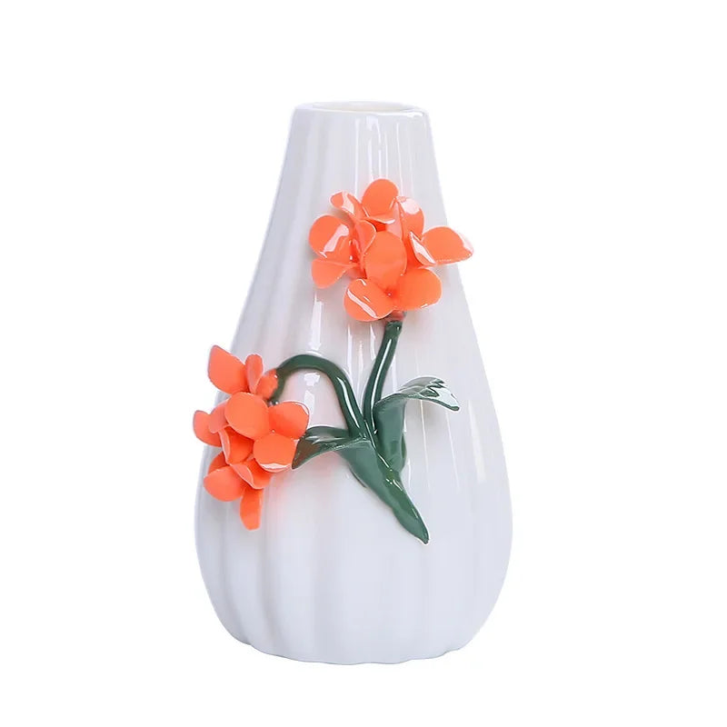 Ceramic Vase Decoration White Porcelain Handmade Pinch Traditional Artisan Vase Antique Shelf TV Cabinet Dining-Table Decoration