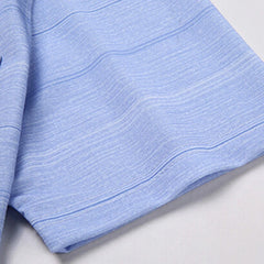 Middle-age Summer Tops Short Sleeve Smooth Polo Shirt Stripes Casual 95% Polyester Male Fashion Clothing Pocket 00518905