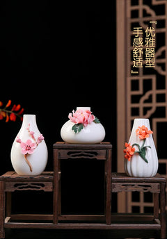 Ceramic Vase Decoration White Porcelain Handmade Pinch Traditional Artisan Vase Antique Shelf TV Cabinet Dining-Table Decoration