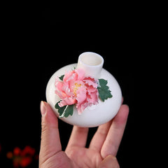 Ceramic Vase Decoration White Porcelain Handmade Pinch Traditional Artisan Vase Antique Shelf TV Cabinet Dining-Table Decoration