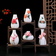 Ceramic Vase Decoration White Porcelain Handmade Pinch Traditional Artisan Vase Antique Shelf TV Cabinet Dining-Table Decoration