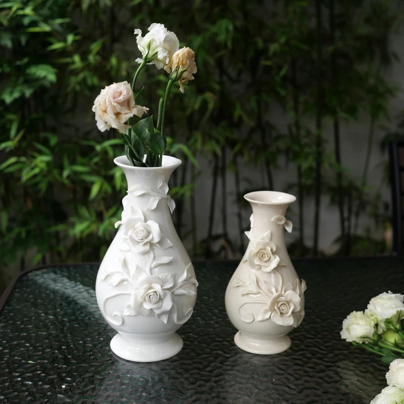 Artisanal Hand-made High Temperature Ceramic Hand-held Rose Vase/Vintage Stereo Flower