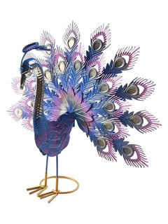 Peacock Statue Sculpture Handmade Crafts Ornament Animal Figurine Standing Posture Collectible Peacock Figurine Craft Yard Decor