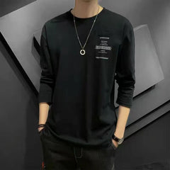 Spring Autumn Fashion Trend Letter Print T-shirts Men Long Sleeve Loose Casual Tops Man Hip Hop All Match Y2K Male Street Wear