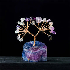 KX4B Unique Crystal Sculpture Handmade Crystal Money Tree for Good Luck Wealth Health