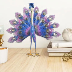 Peacock Statue Sculpture Handmade Crafts Ornament Animal Figurine Standing Posture Collectible Peacock Figurine Craft Yard Decor