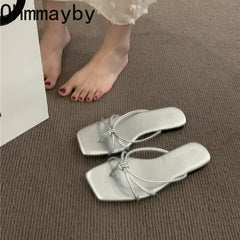 Summer Flip Flop Slippers Fashion Women's Narrow Band Flat Shoes Ladies Casual Outdoor Beach Slides Sandalias