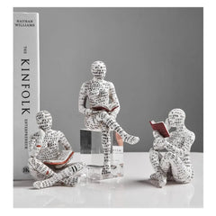 Reading Woman Statue Paper Pulp Resin Desk Ornaments Handmade Craft Abstract Art Art Sculpture
