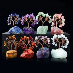 KX4B Unique Crystal Sculpture Handmade Crystal Money Tree for Good Luck Wealth Health