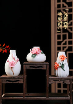 Ceramic Vase Decoration White Porcelain Handmade Pinch Traditional Artisan Vase Antique Shelf TV Cabinet Dining-Table Decoration