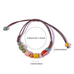 10pcs Ethnic Ceramic Bracelet Adjustable Artisanal Bracelet Colorful Beads Summer Charm Bracelet Fashion Jewelry Accessories