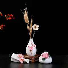 Ceramic Vase Decoration White Porcelain Handmade Pinch Traditional Artisan Vase Antique Shelf TV Cabinet Dining-Table Decoration
