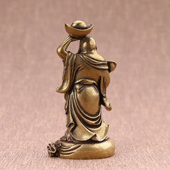 Old China Folk Collect Pure Brass Maitreya Sculpture Handmade Antique Statue