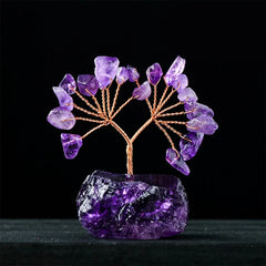 KX4B Unique Crystal Sculpture Handmade Crystal Money Tree for Good Luck Wealth Health