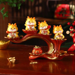 Portable Dragon Statue Blessing Handmade Miniature Resin Dragon Ornaments Microlandscape Craft Zodiac Sculptures Living Room