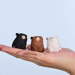 Handmade Wood Carving Bear Creative Animal Sculptures Miniature Figurines Cute Polar Bears Ornament Home Table Decoration Crafts