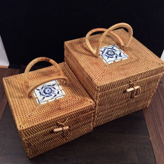 Domestic Desktop Trifles Crate Ceramic Adornment Stowage Casket Decorative Container for Housekeeping Artisan Organizing Box