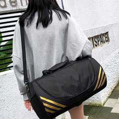 Men Women Gym Bags Large Capacity Polyester Backpack Compartment Fitness Running Sports Shoulder Bag  Silver Large