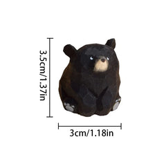 Handmade Wood Carving Bear Creative Animal Sculptures Miniature Figurines Cute Polar Bears Ornament Home Table Decoration Crafts