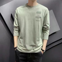 Spring Autumn Fashion Trend Letter Print T-shirts Men Long Sleeve Loose Casual Tops Man Hip Hop All Match Y2K Male Street Wear