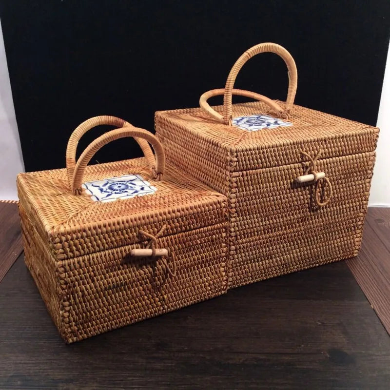 Domestic Desktop Trifles Crate Ceramic Adornment Stowage Casket Decorative Container for Housekeeping Artisan Organizing Box