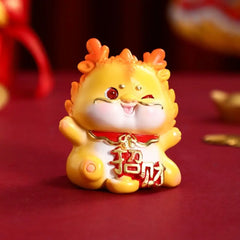 Portable Dragon Statue Blessing Handmade Miniature Resin Dragon Ornaments Microlandscape Craft Zodiac Sculptures Living Room