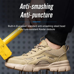 Summer Breathable Safety Work Shoes For Men Lightweight Indestructible Steel Toe Cap Boots Soft Non Slip Male Footwear Sneakers