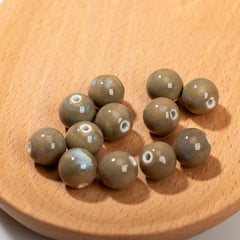 5pcs Artisan Crafted 16mm Ceramic Beads High-Temperature Kiln Variations Handcrafted Jewelry Components TCZ164