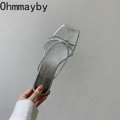 Summer Flip Flop Slippers Fashion Women's Narrow Band Flat Shoes Ladies Casual Outdoor Beach Slides Sandalias