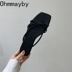 Summer Flip Flop Slippers Fashion Women's Narrow Band Flat Shoes Ladies Casual Outdoor Beach Slides Sandalias