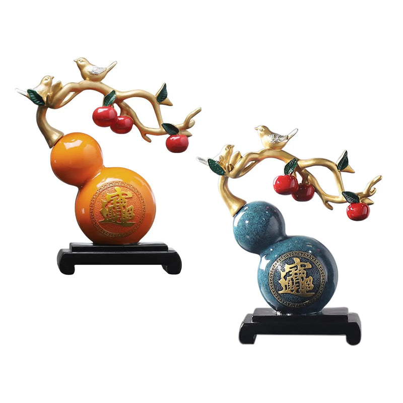 Lucky Feng Shui Gourd Statue,Handmade Crafts Sculpture for Office Furnishing Home Decor