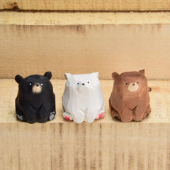 Handmade Wood Carving Bear Creative Animal Sculptures Miniature Figurines Cute Polar Bears Ornament Home Table Decoration Crafts
