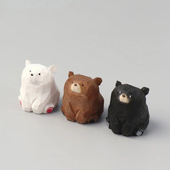 Handmade Wood Carving Bear Creative Animal Sculptures Miniature Figurines Cute Polar Bears Ornament Home Table Decoration Crafts