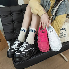 Fujin 7cm Microfiber Leather Spring Casual Chunky Sneakers Platform Wedge Skate Boarding Fashion Women Autumn Shoes Ladies Shoes