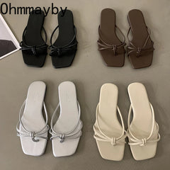 Summer Flip Flop Slippers Fashion Women's Narrow Band Flat Shoes Ladies Casual Outdoor Beach Slides Sandalias