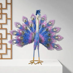 Peacock Statue Sculpture Handmade Crafts Ornament Animal Figurine Standing Posture Collectible Peacock Figurine Craft Yard Decor