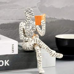 Reading Woman Statue Paper Pulp Resin Desk Ornaments Handmade Craft Abstract Art Art Sculpture
