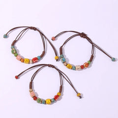 10pcs Ethnic Ceramic Bracelet Adjustable Artisanal Bracelet Colorful Beads Summer Charm Bracelet Fashion Jewelry Accessories