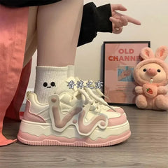 Platform Sneakers Skateboard Shoes Women Casual Flats Kawaii Vulcanize Summer 2024 Korean Footwear Tennis Female