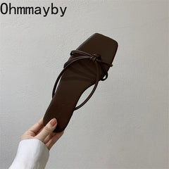 Summer Flip Flop Slippers Fashion Women's Narrow Band Flat Shoes Ladies Casual Outdoor Beach Slides Sandalias